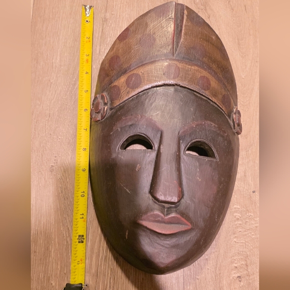 Handcrafted Brown Wooden Mask - Picture 7 of 8